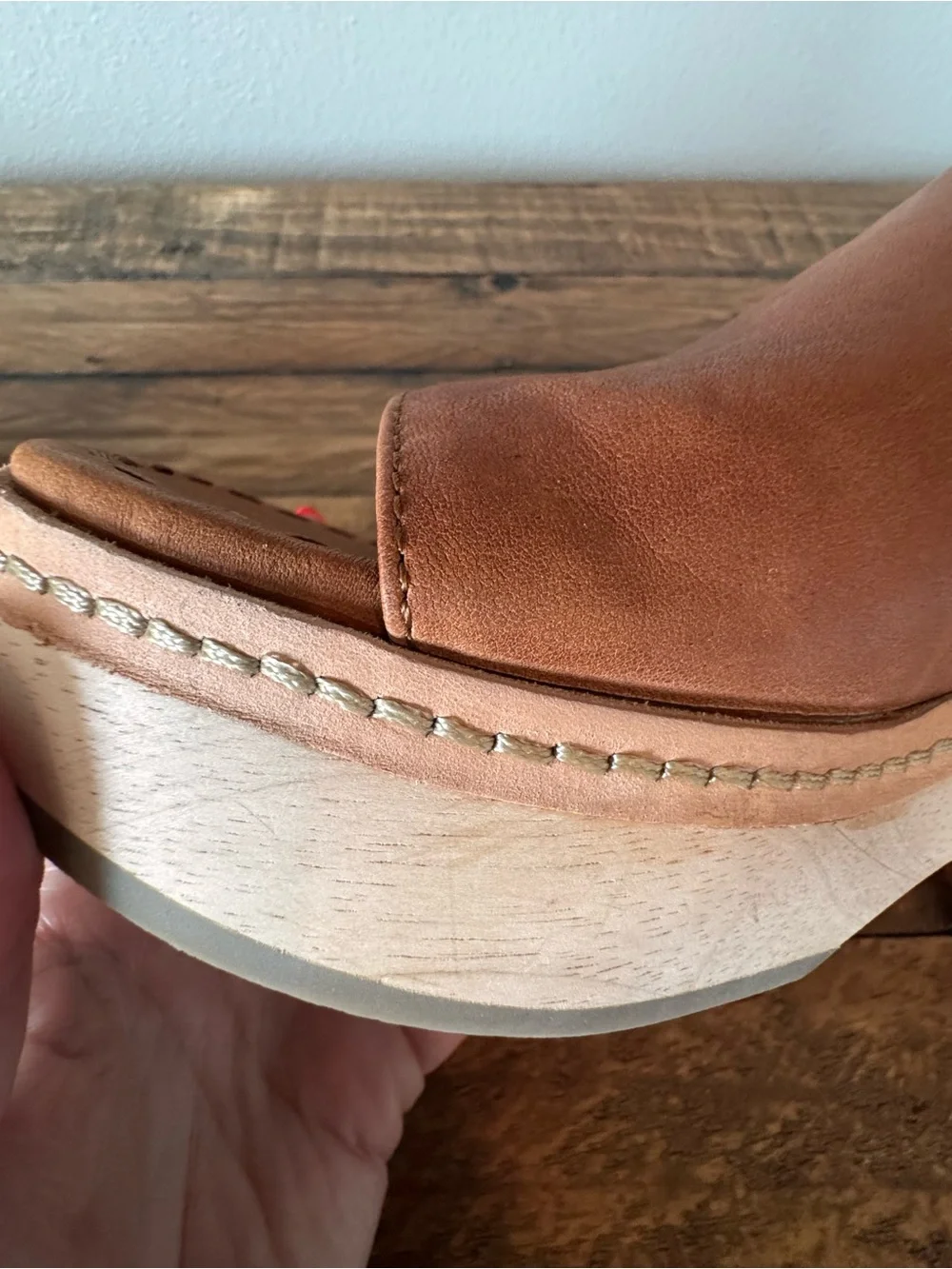 Frye Hazel Cognac Leather Platform Slide Sandals